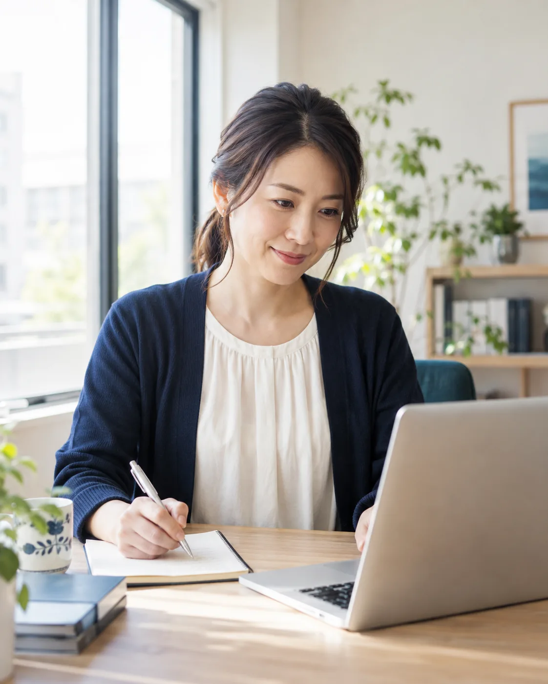 ノートを取りながらパソコンで学ぶ事業者のイメージ